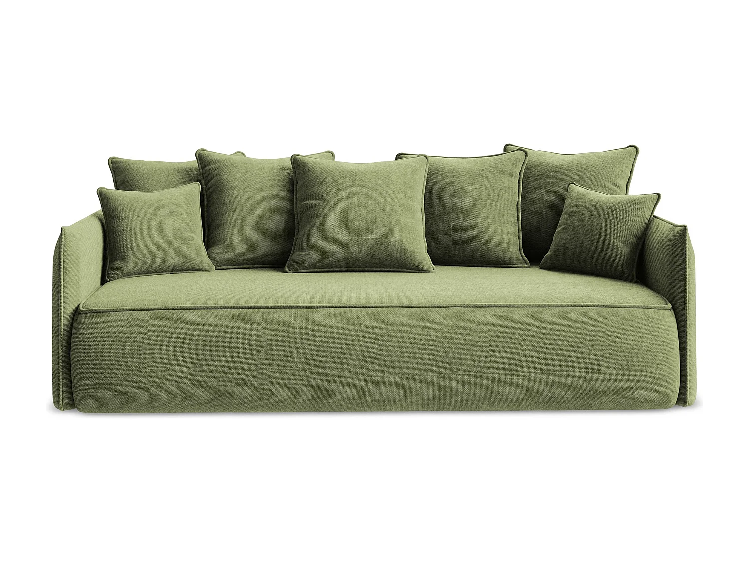 Sofá de 3 lugares convertível em tecido chenille verde - HULA