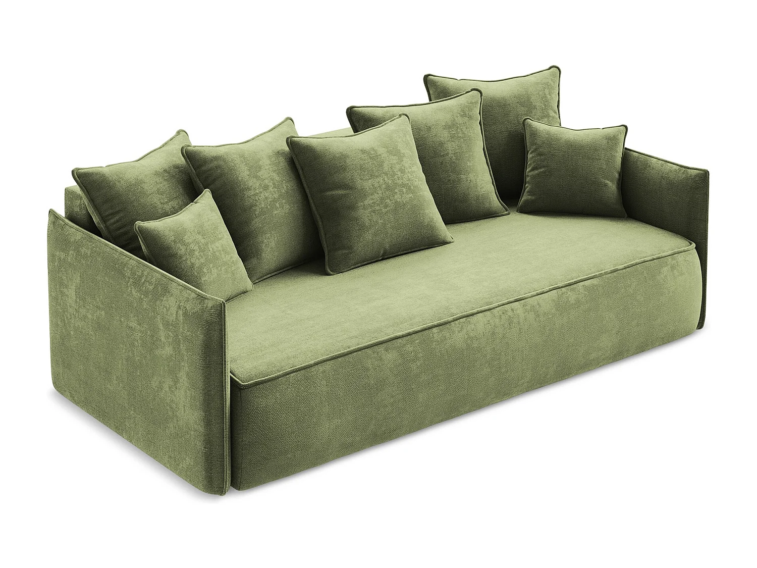 Sofá de 3 lugares convertível em tecido chenille verde - HULA