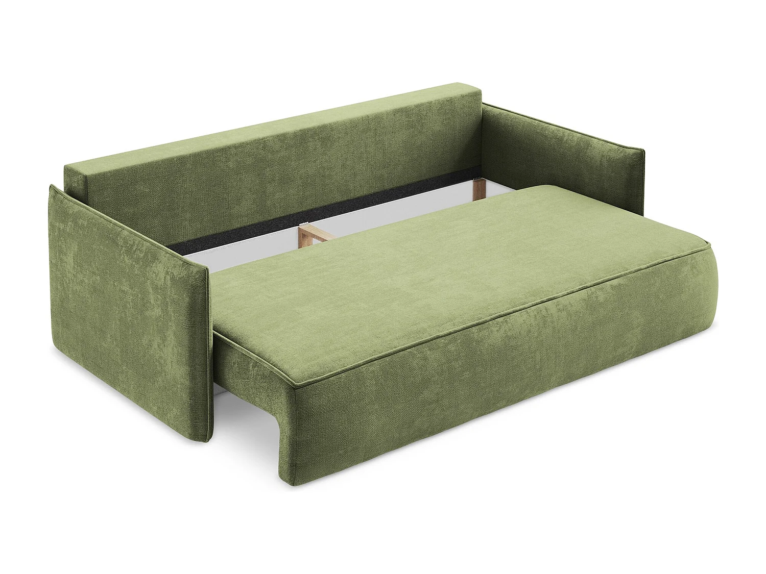 Sofá de 3 lugares convertível em tecido chenille verde - HULA