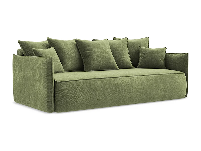 Driezits-slaapbank van groente chenille stof - HULA