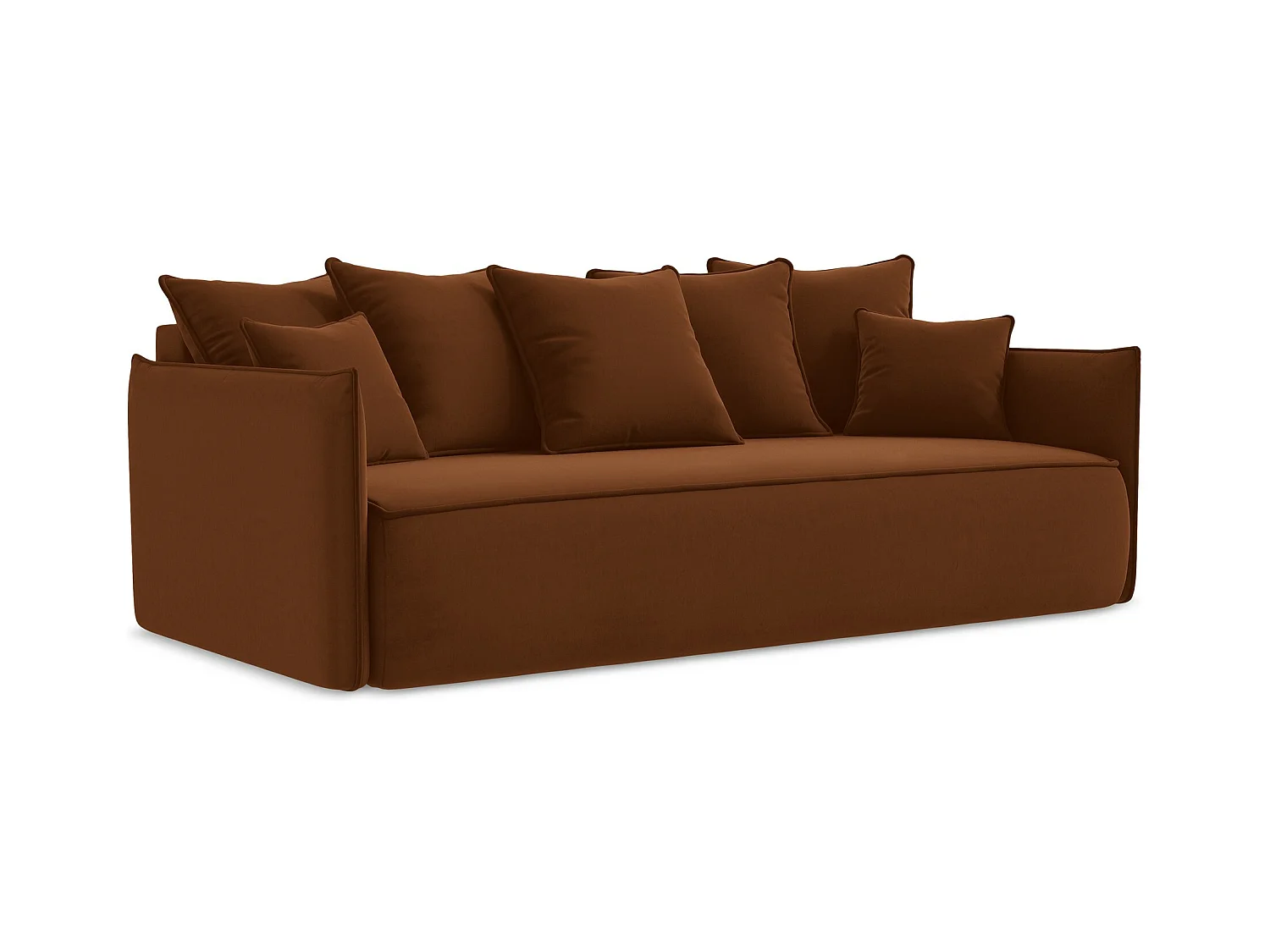 3-Sitzer Sofa mit Schlaffunktion - - Samt - Terrakotta - HULA