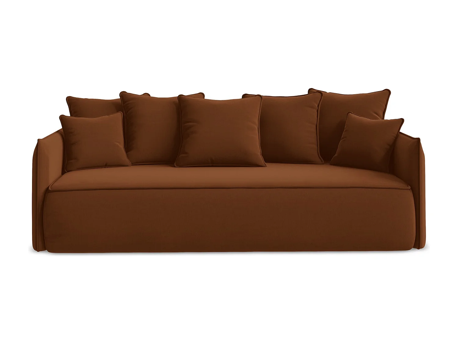 Driezits-slaapbank van terracotta velours - HULA