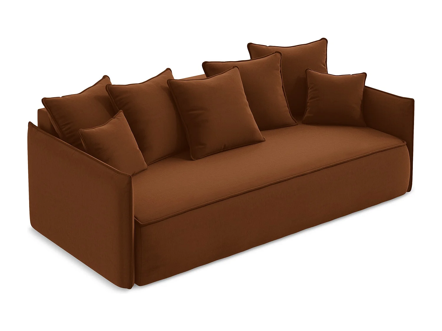 Driezits-slaapbank van terracotta velours - HULA