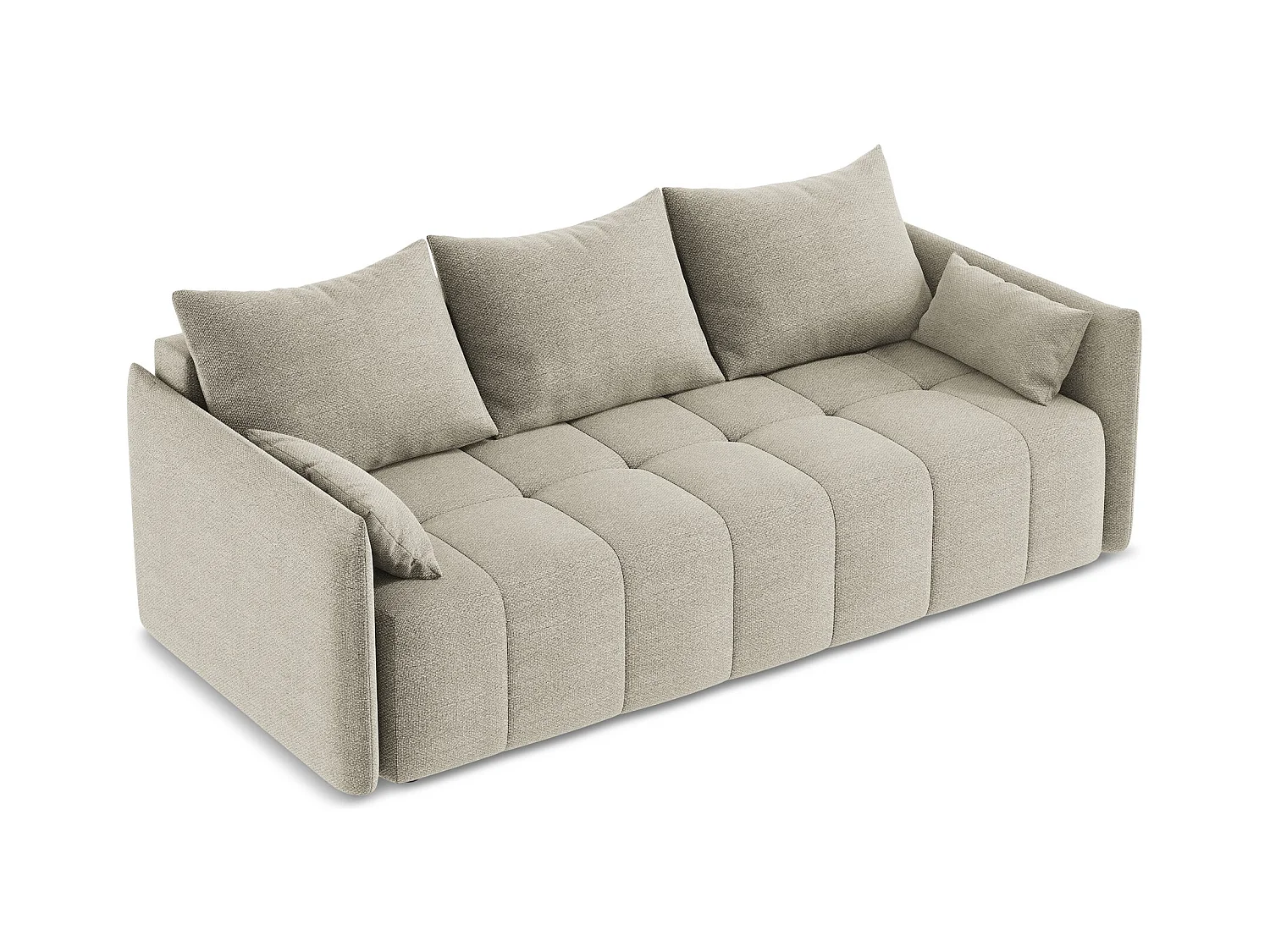 3-Sitzer Sofa mit Schlaffunktion - - Bouclé - Taupe - MOKU