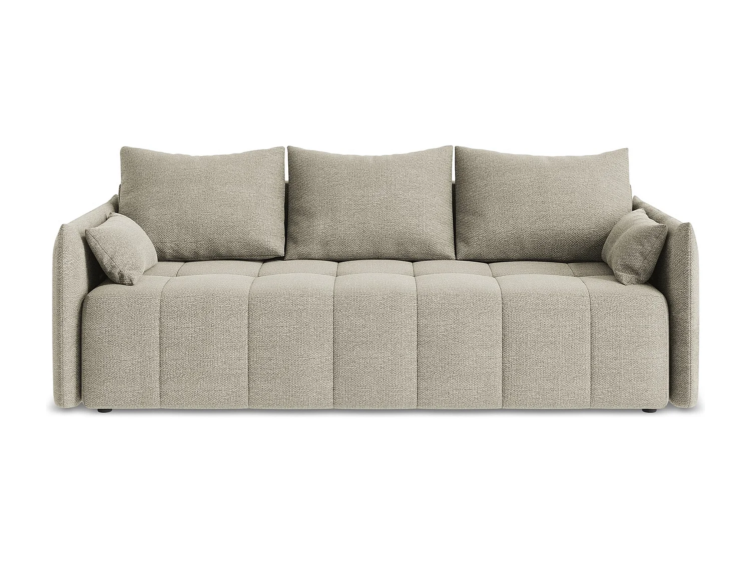 Driezits-slaapbank van taupe bouclé - MOKU