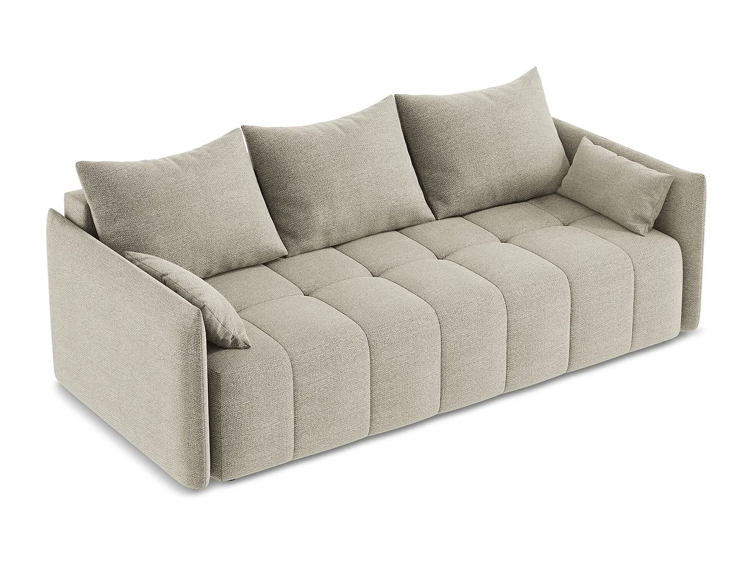 Driezits-slaapbank van taupe bouclé - MOKU