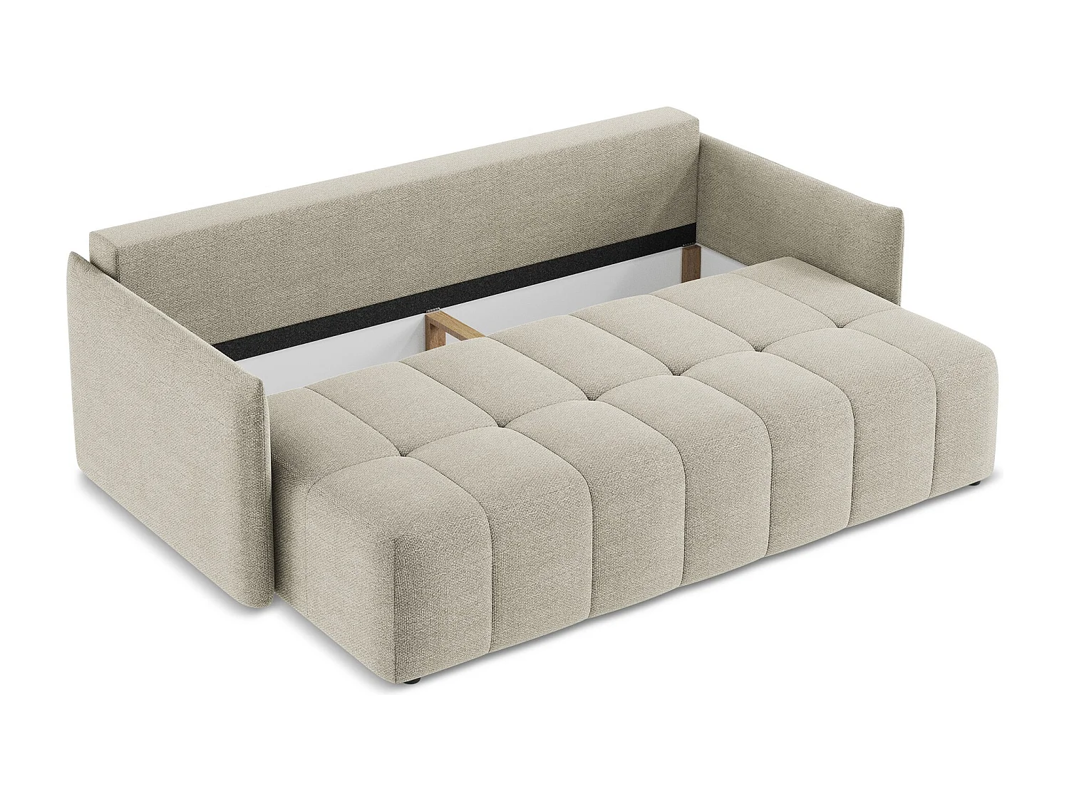 Driezits-slaapbank van taupe bouclé - MOKU