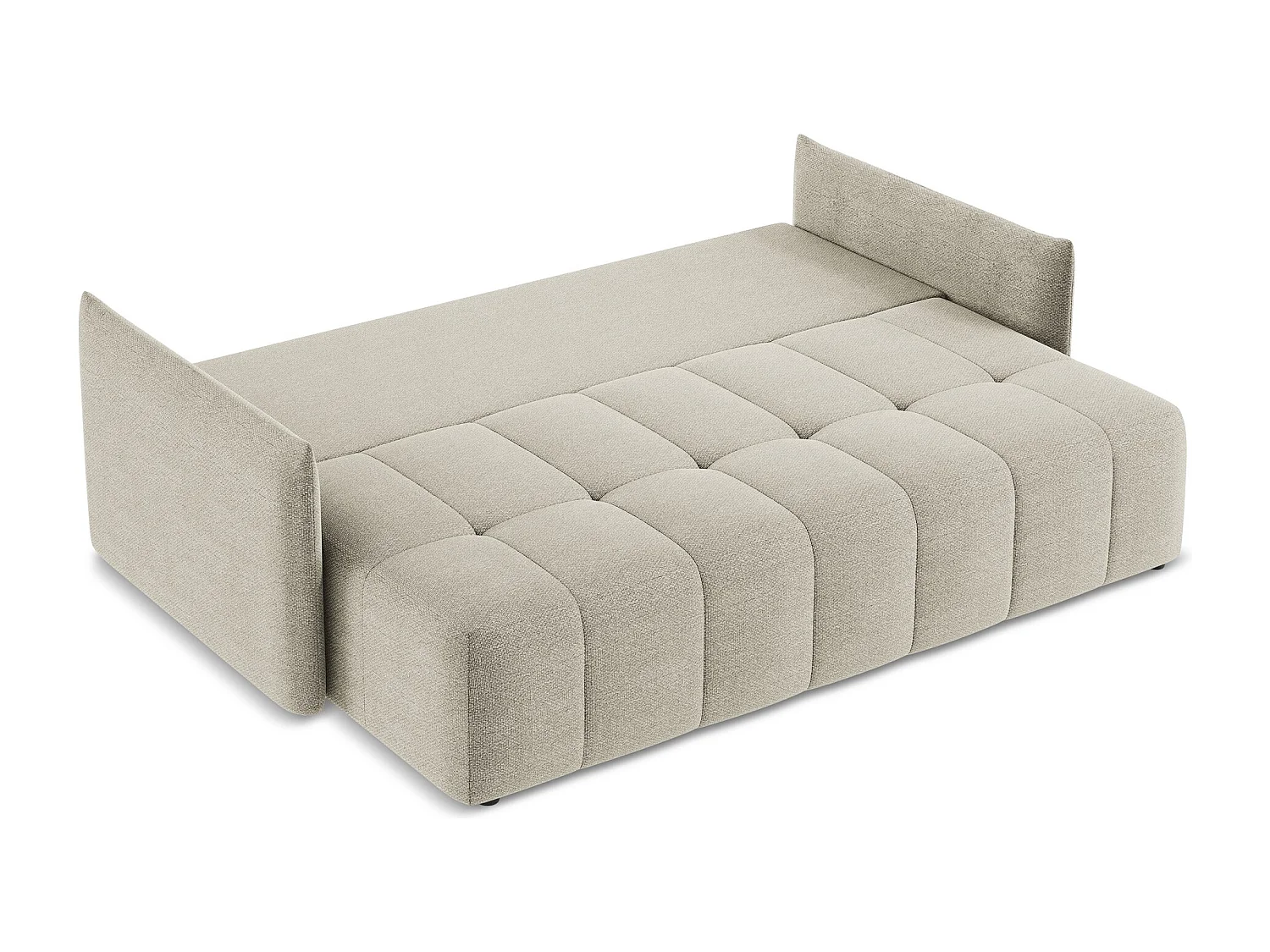 Driezits-slaapbank van taupe bouclé - MOKU