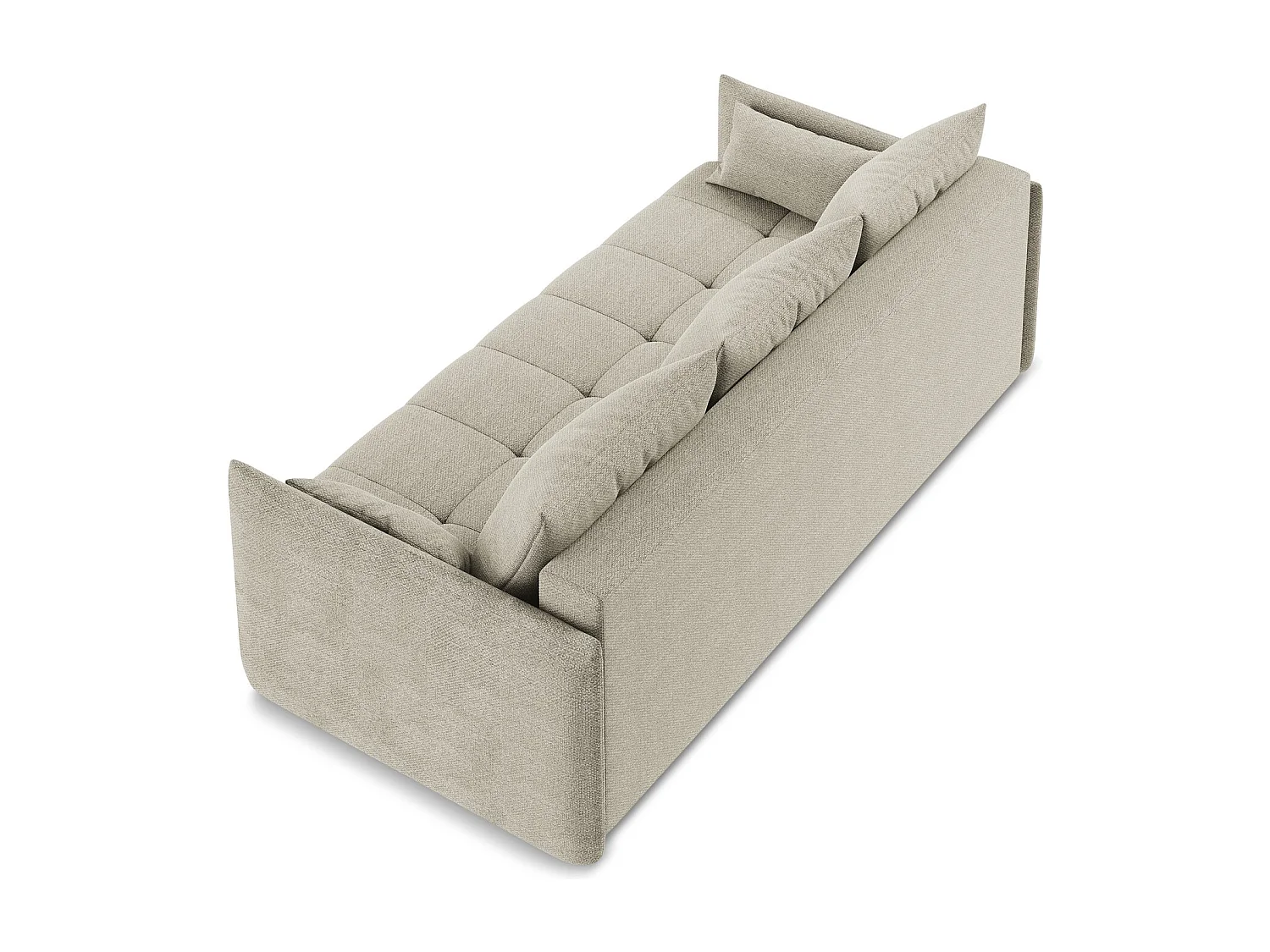 Driezits-slaapbank van taupe bouclé - MOKU