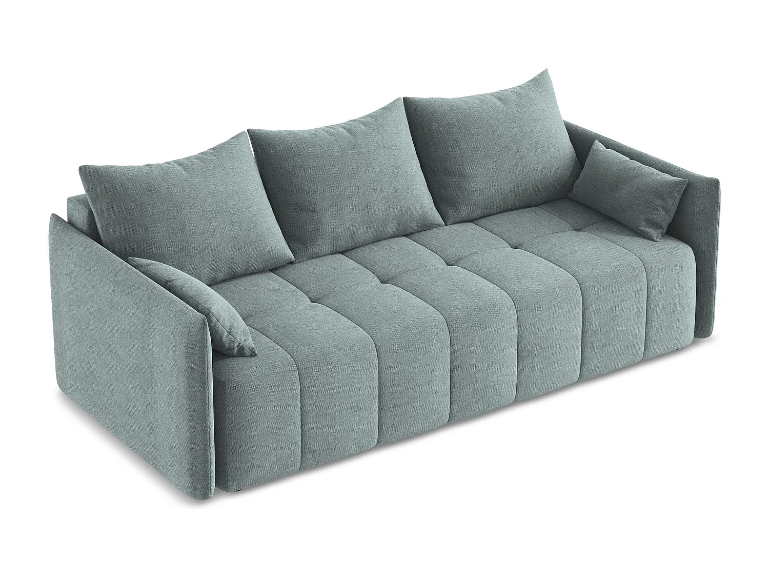 Canapé 3 places convertible en tissu texturé - jeans - MOKU