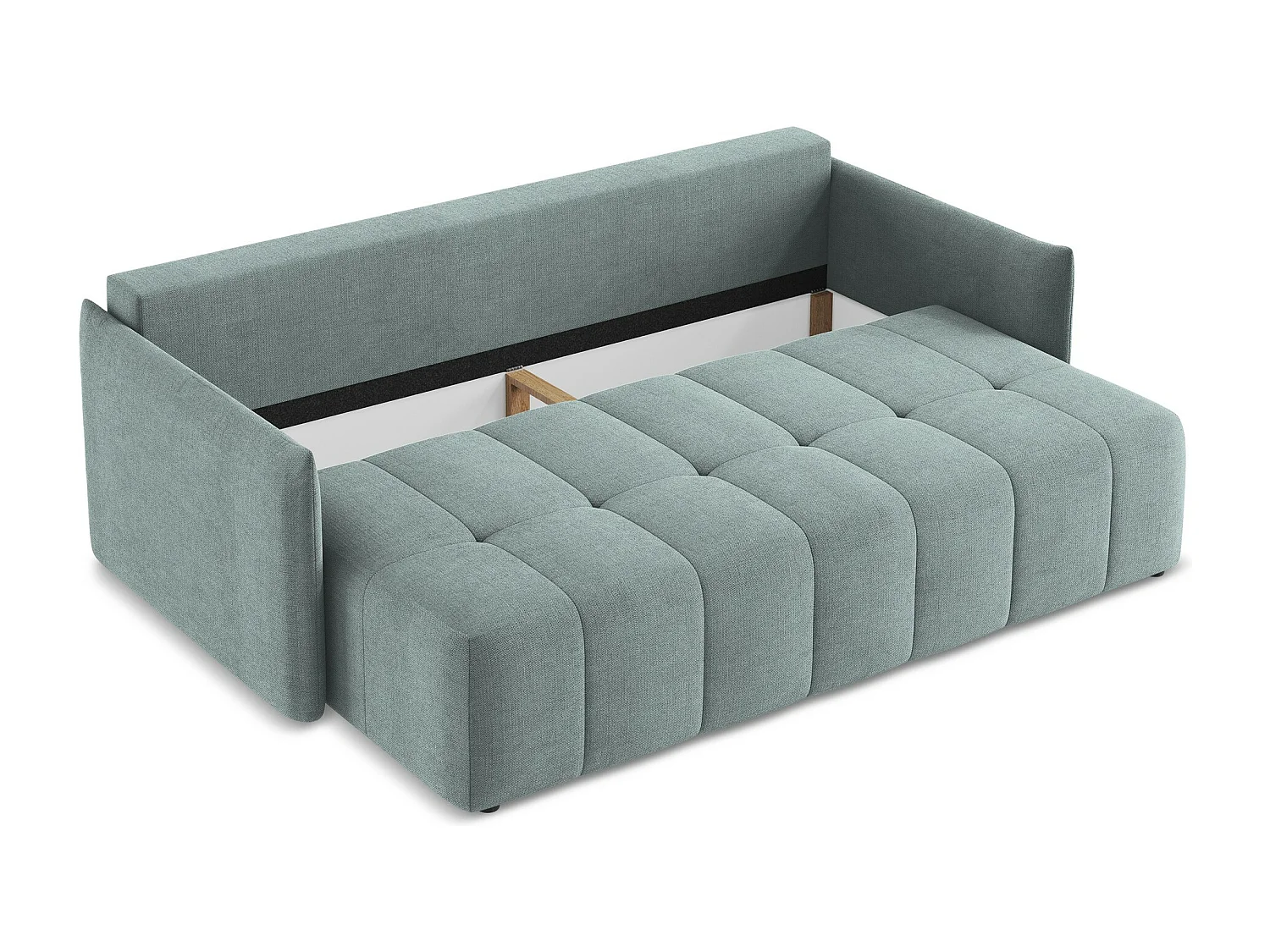 Canapé 3 places convertible en tissu texturé - jeans - MOKU