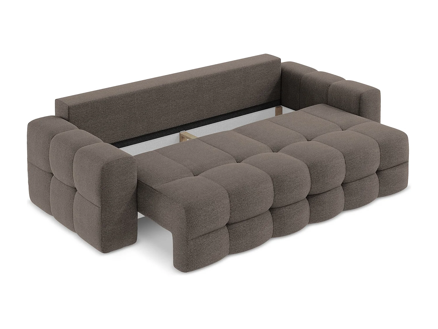 Driezits-slaapbank van chocolade bouclé - MILU