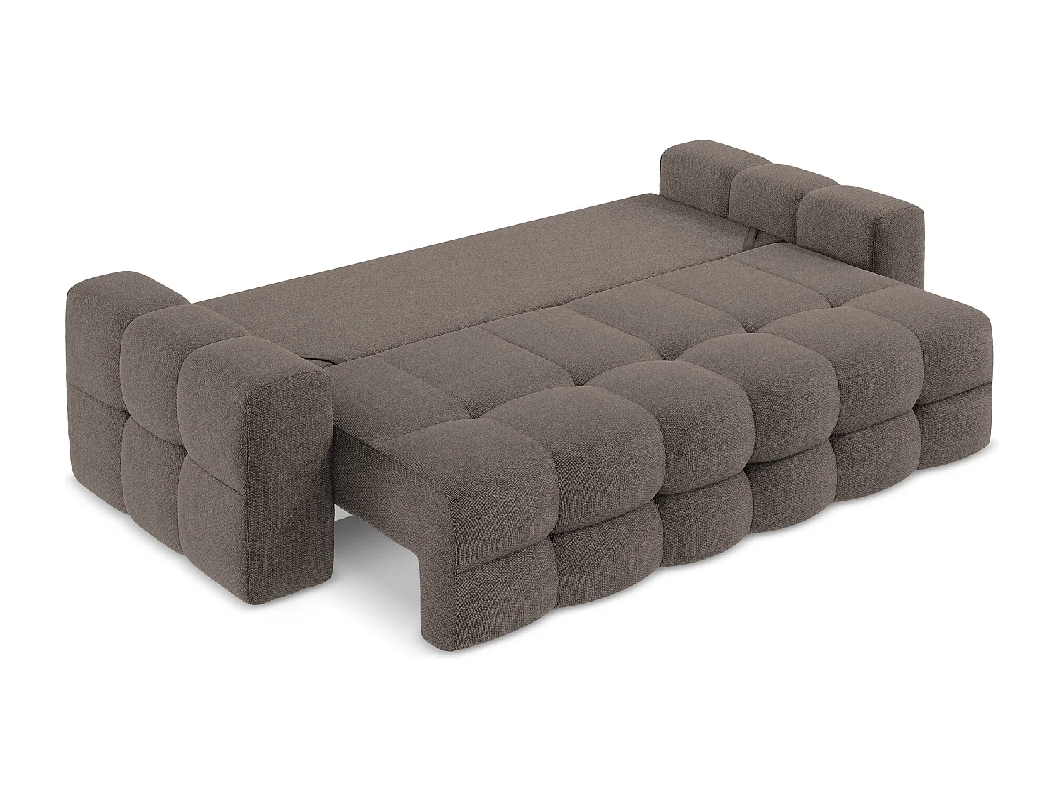 Driezits-slaapbank van chocolade bouclé - MILU