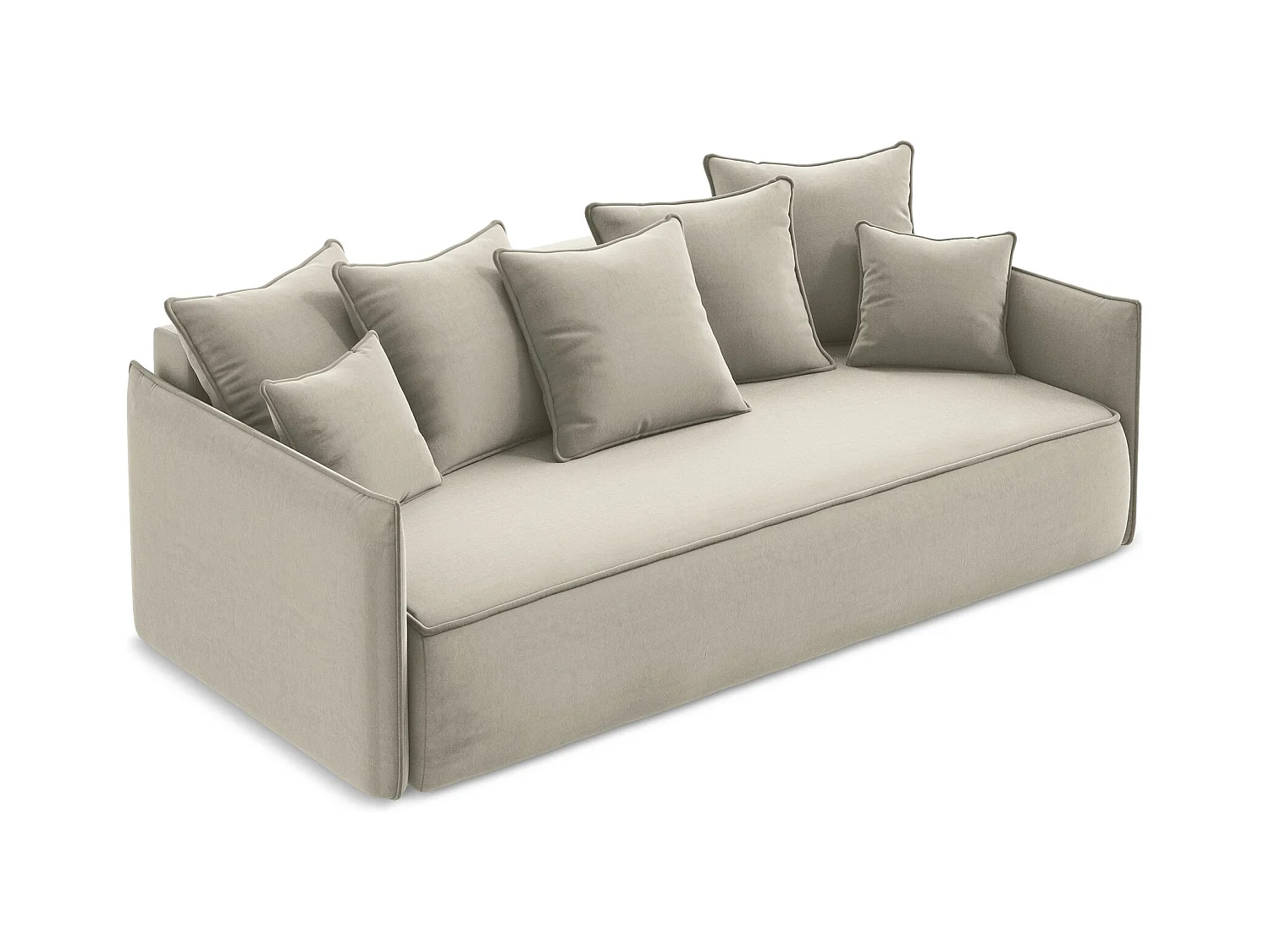 3-Sitzer Sofa mit Schlaffunktion - - Samt - Perle - HULA