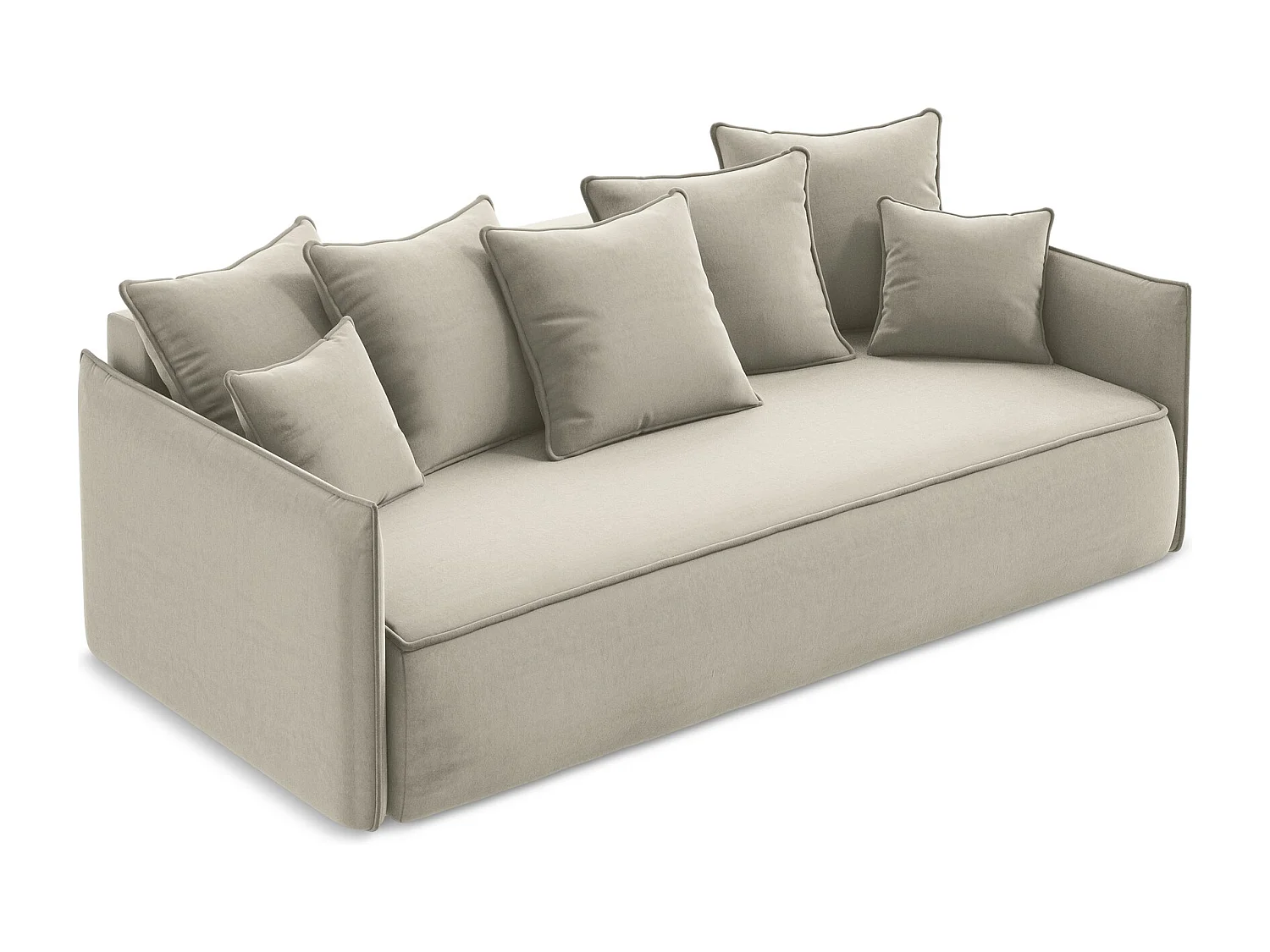 Canapé 3 places convertible en velours - perle - HULA