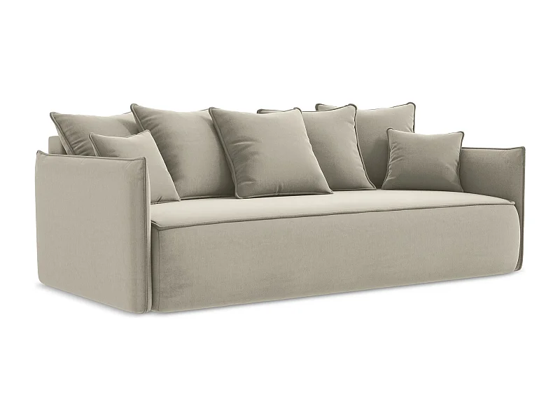 3-Sitzer Sofa mit Schlaffunktion - - Samt - Perle - HULA