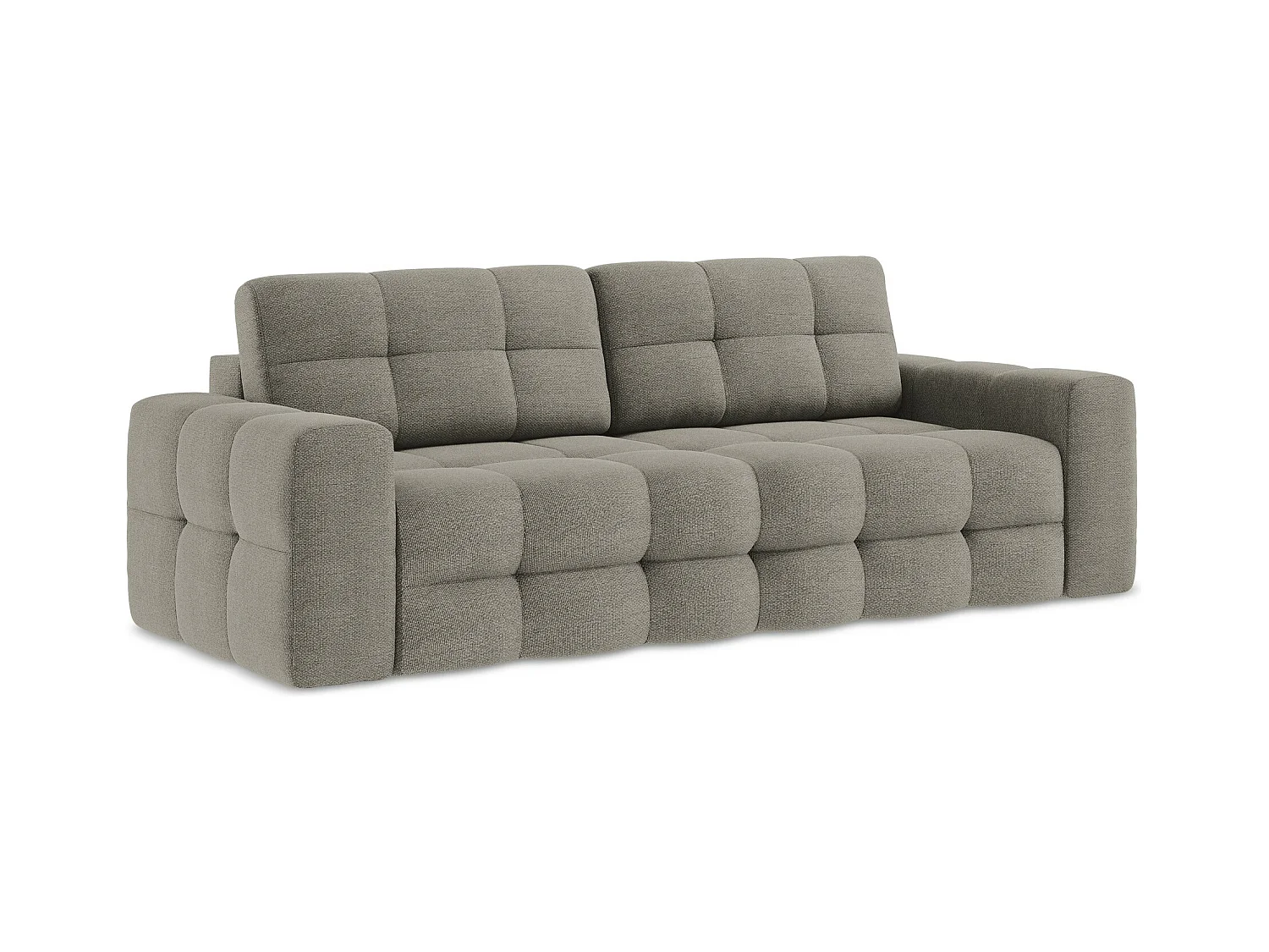 Canapé 3 places convertible en tissu bouclette - gris - MILU