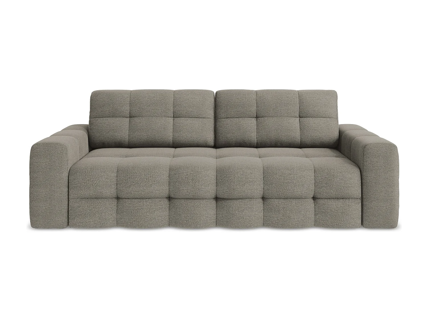 Sofá de 3 lugares convertível em tecido bouclé cinza - MILU