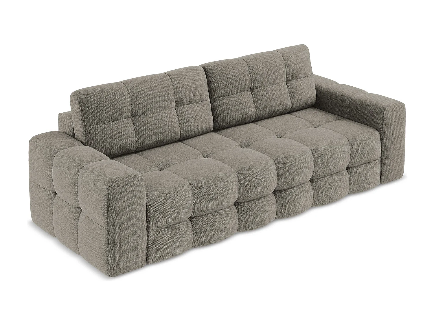 Sofá de 3 lugares convertível em tecido bouclé cinza - MILU