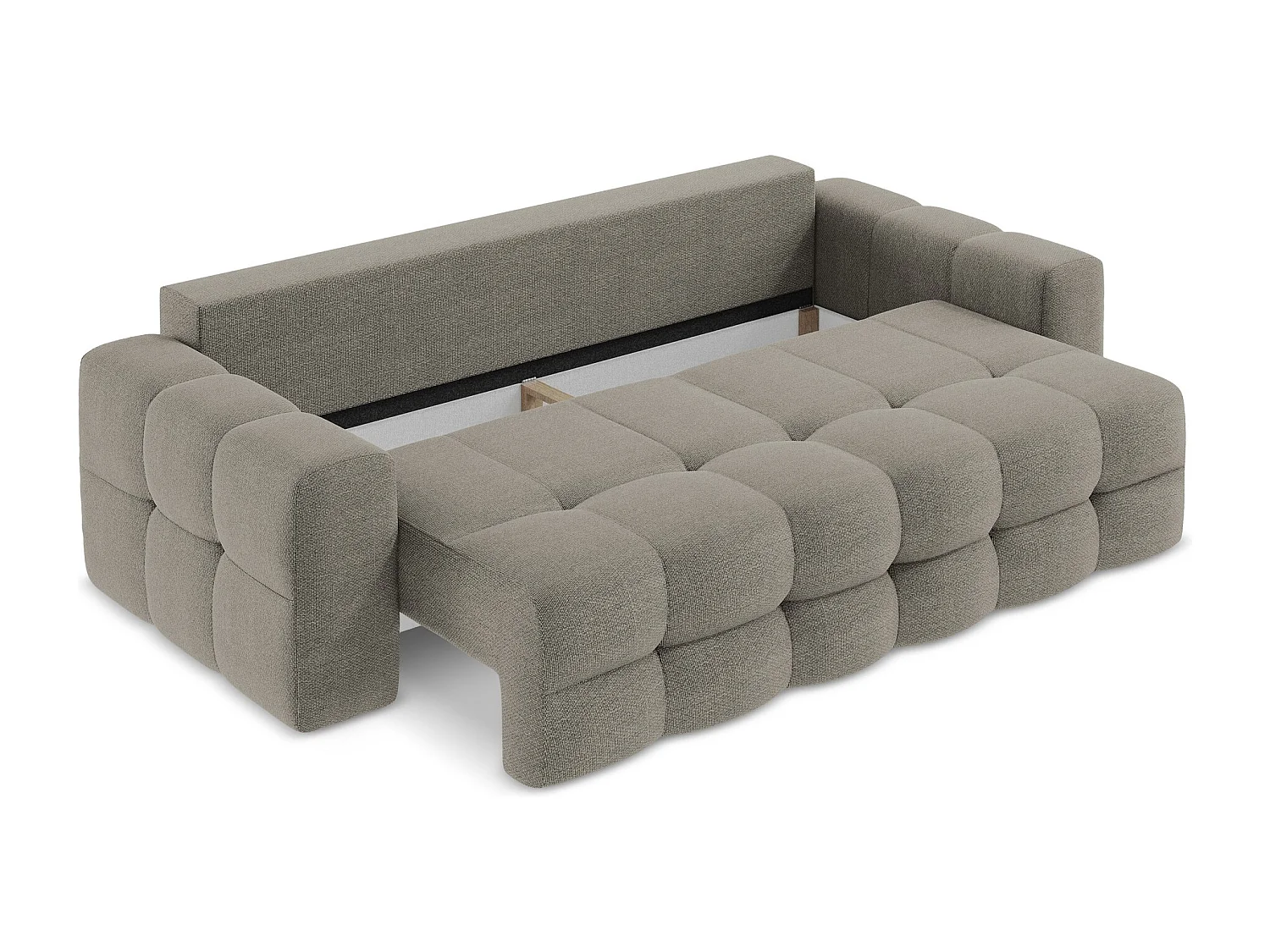 Sofá de 3 lugares convertível em tecido bouclé cinza - MILU