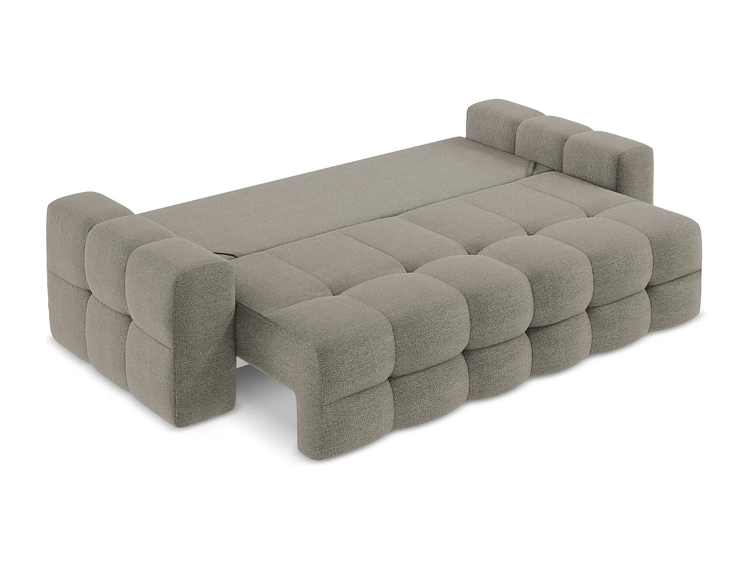 Sofá de 3 lugares convertível em tecido bouclé cinza - MILU