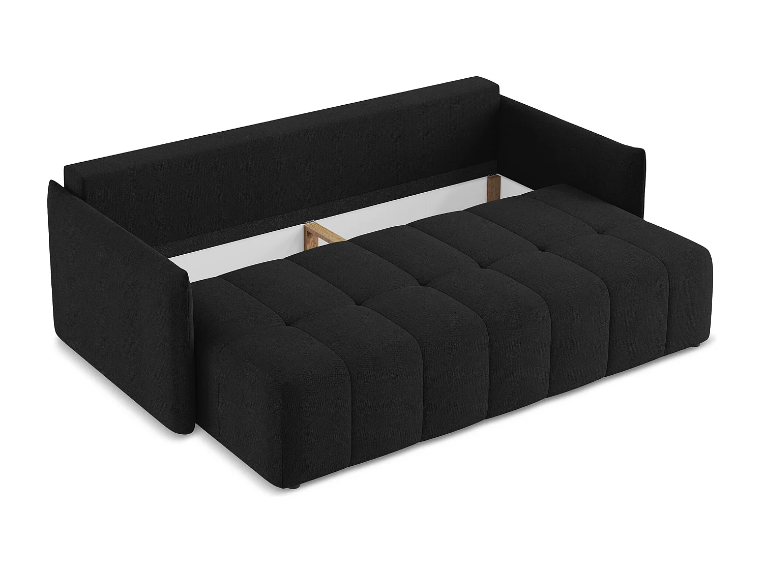 Canapé 3 places convertible en tissu texturé - noir - MOKU