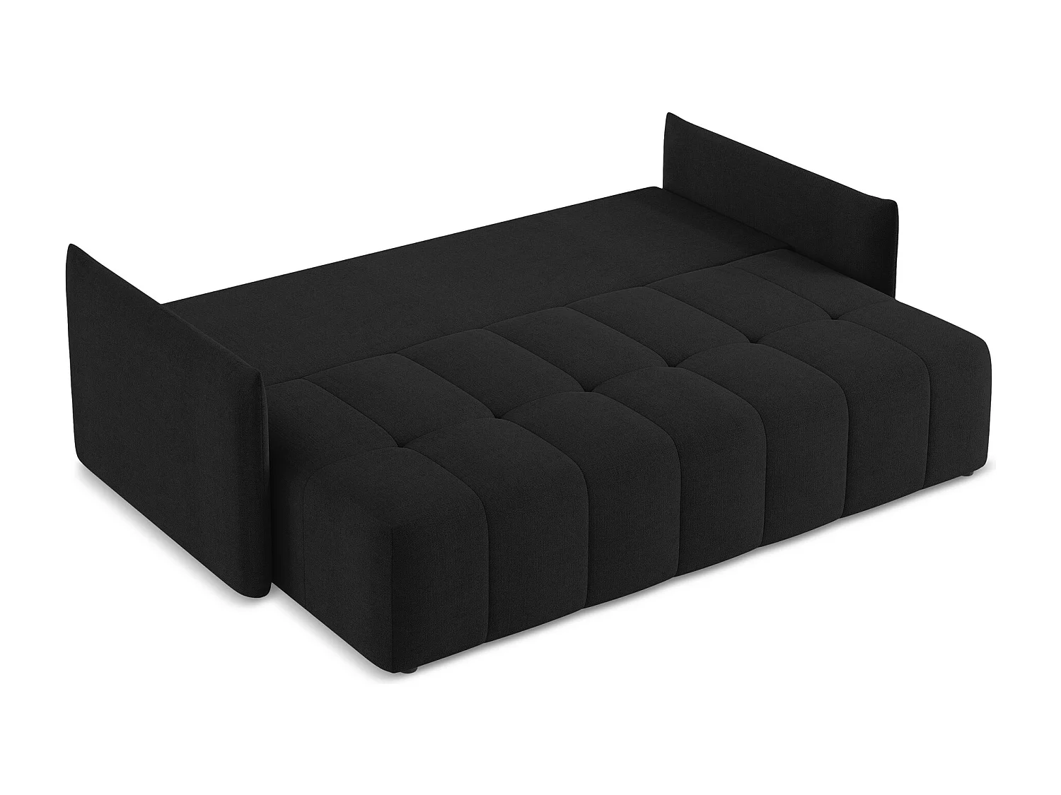 Canapé 3 places convertible en tissu texturé - noir - MOKU