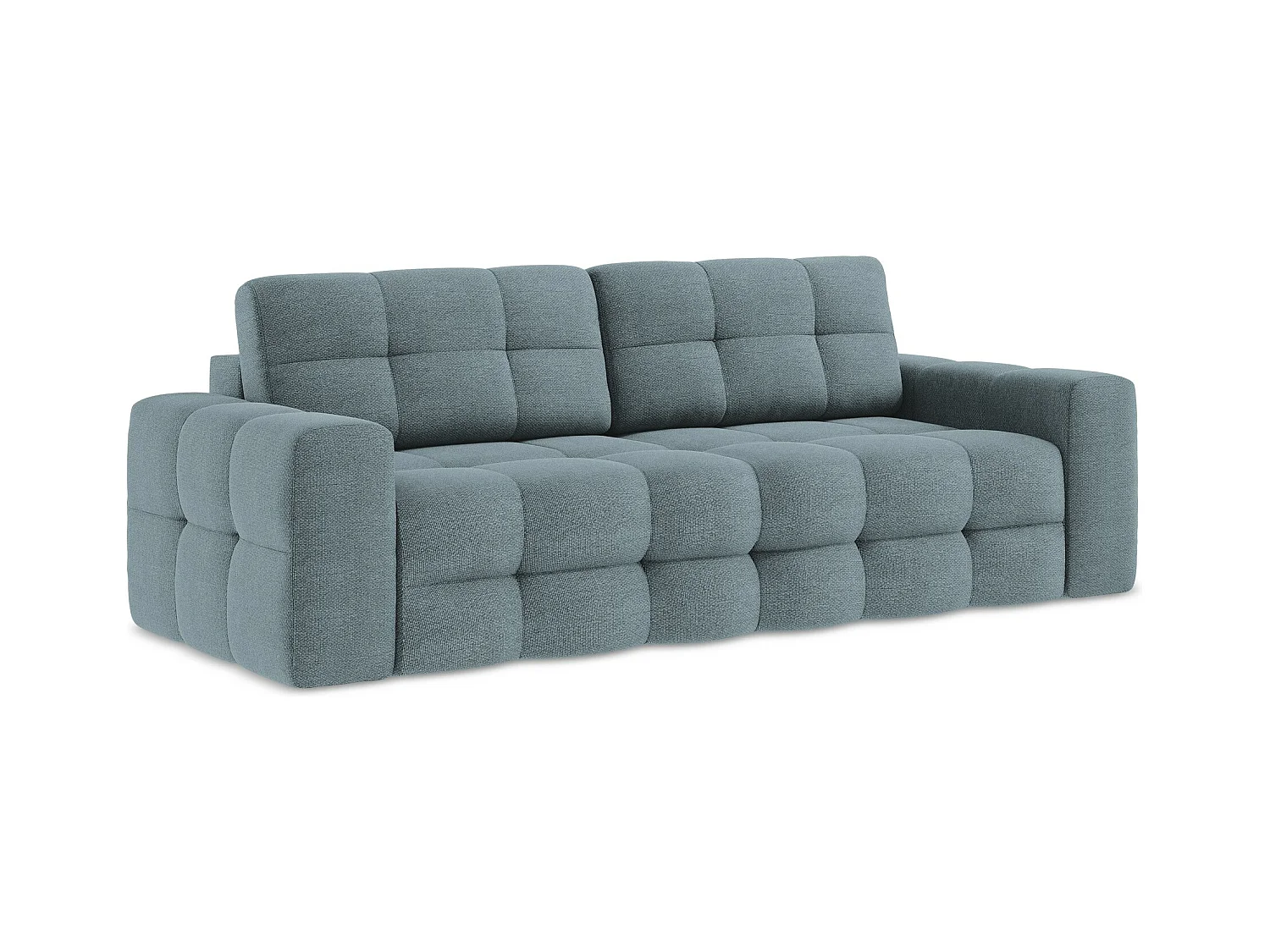 Canapé 3 places convertible en tissu bouclette - jeans - MILU