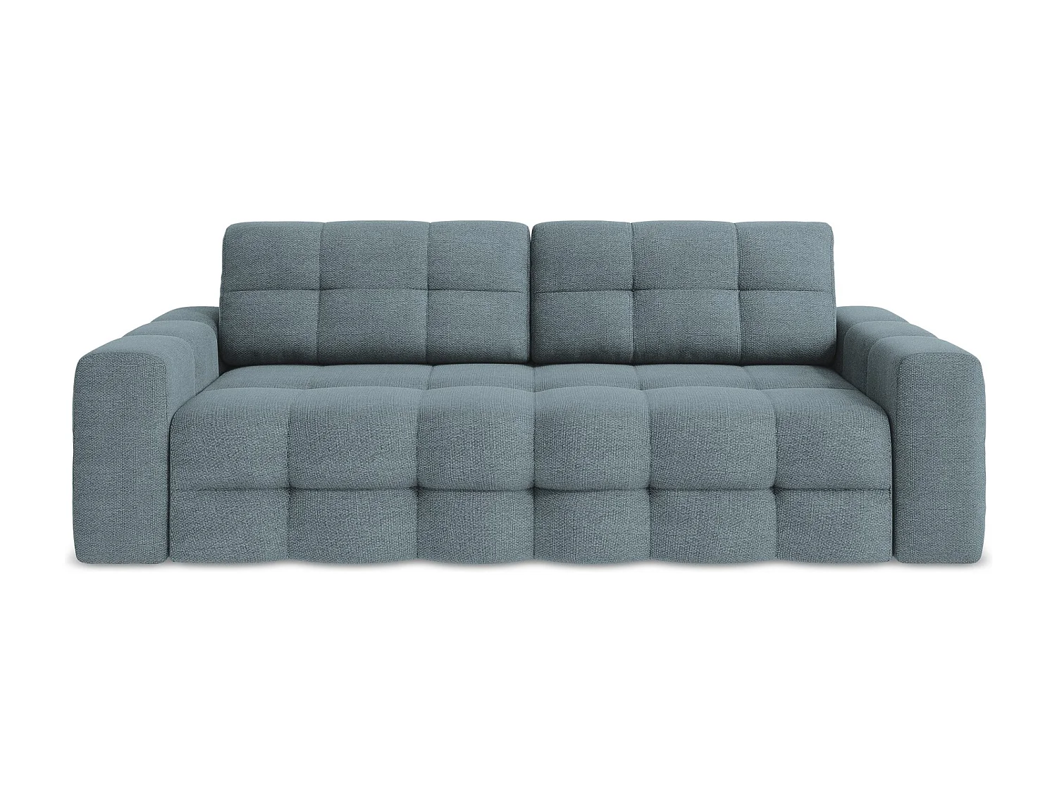 Sofá de 3 lugares convertível em tecido bouclé jeans - MILU