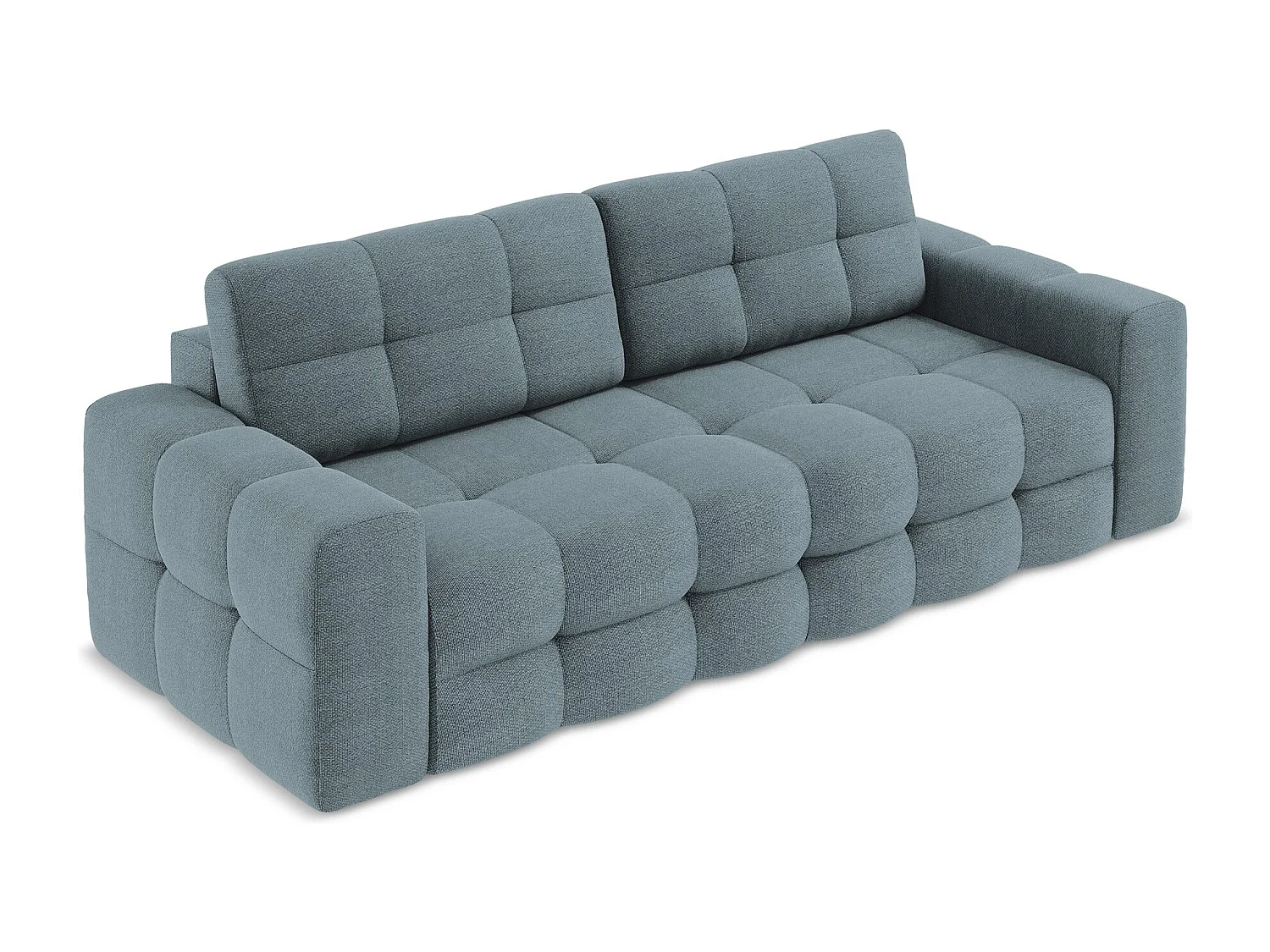 Sofá de 3 lugares convertível em tecido bouclé jeans - MILU