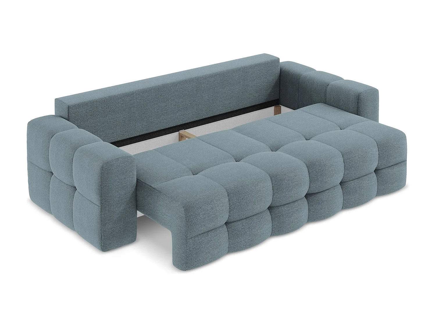 Sofá de 3 lugares convertível em tecido bouclé jeans - MILU