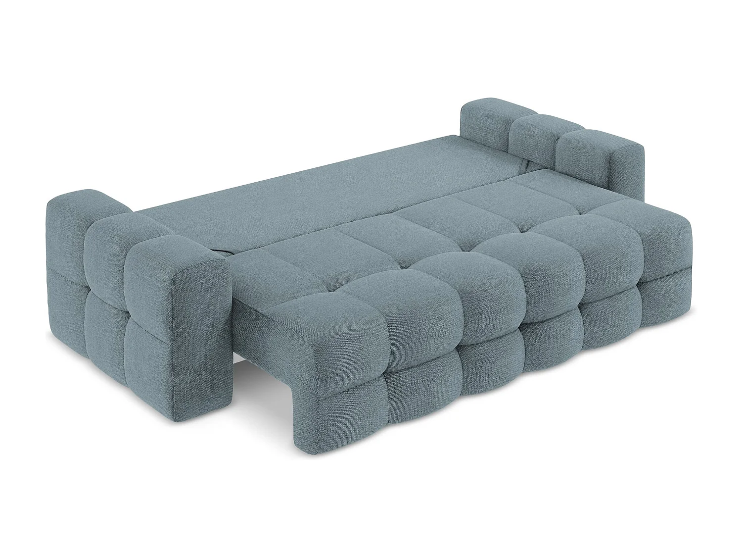 Sofá de 3 lugares convertível em tecido bouclé jeans - MILU