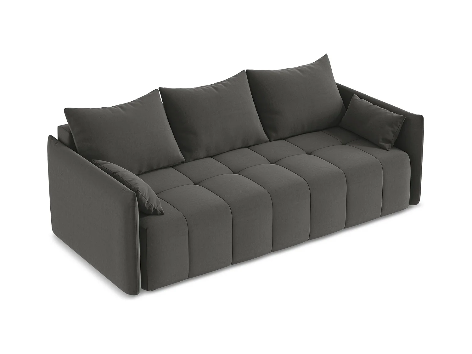 3-Sitzer Sofa mit Schlaffunktion - - Samt - Stahl - MOKU