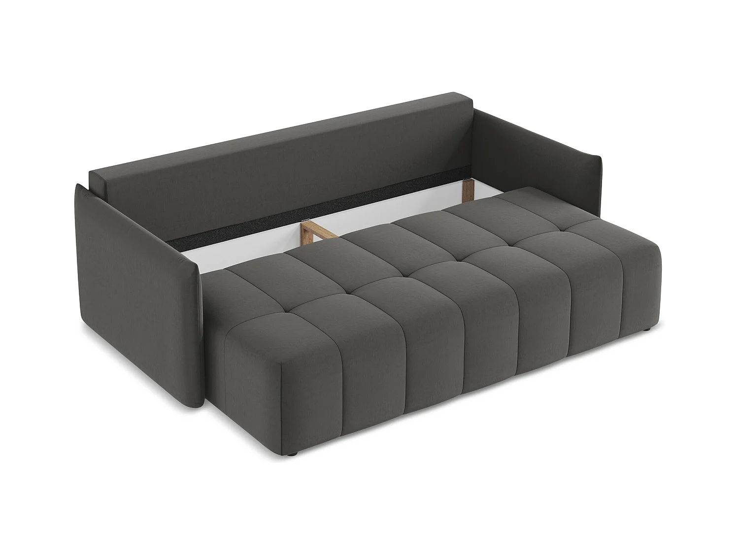 3-Sitzer Sofa mit Schlaffunktion - - Samt - Stahl - MOKU