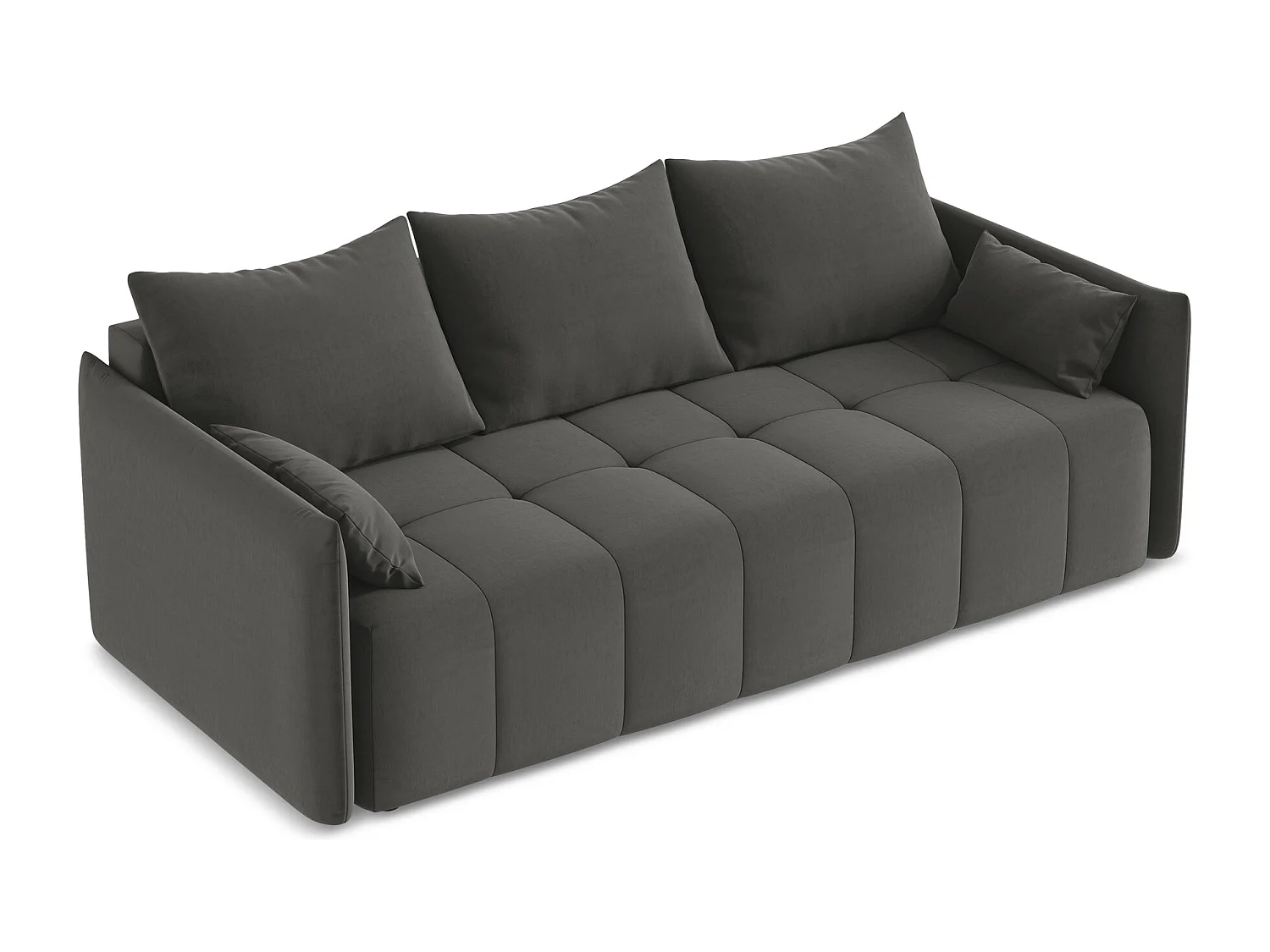 3-Sitzer Sofa mit Schlaffunktion - - Samt - Stahl - MOKU