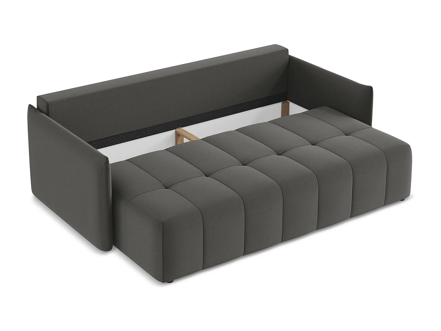 3-Sitzer Sofa mit Schlaffunktion - - Samt - Stahl - MOKU