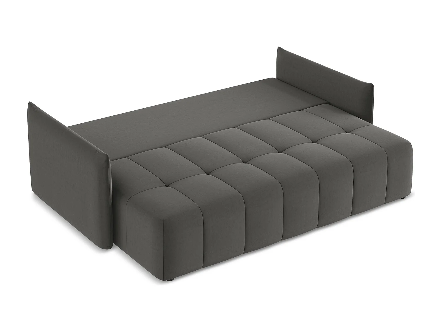 3-Sitzer Sofa mit Schlaffunktion - - Samt - Stahl - MOKU