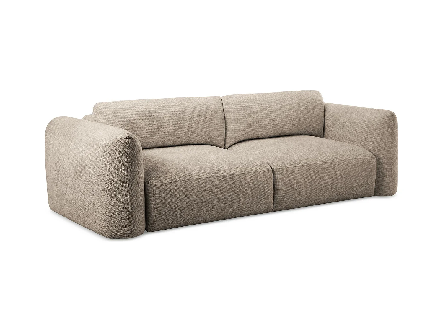 Canapé 3 places convertible en tissu chenille - beige foncé - MELE
