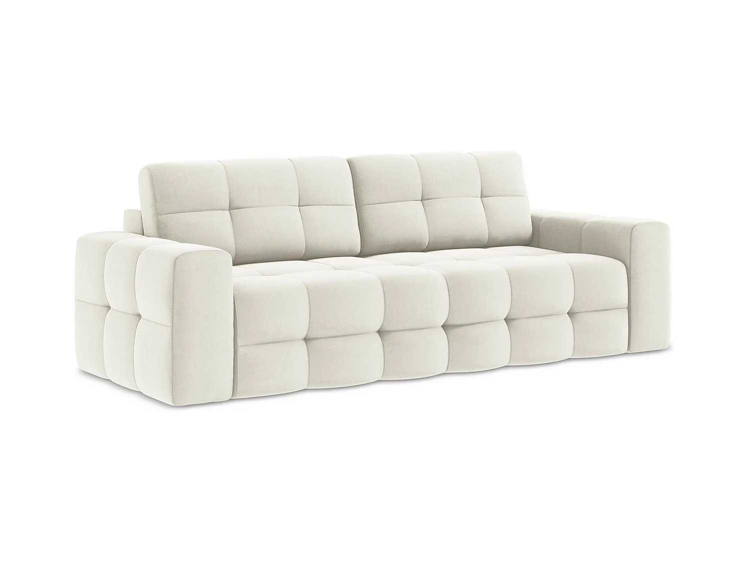 Canapé 3 places convertible en velours - beige clair - MILU