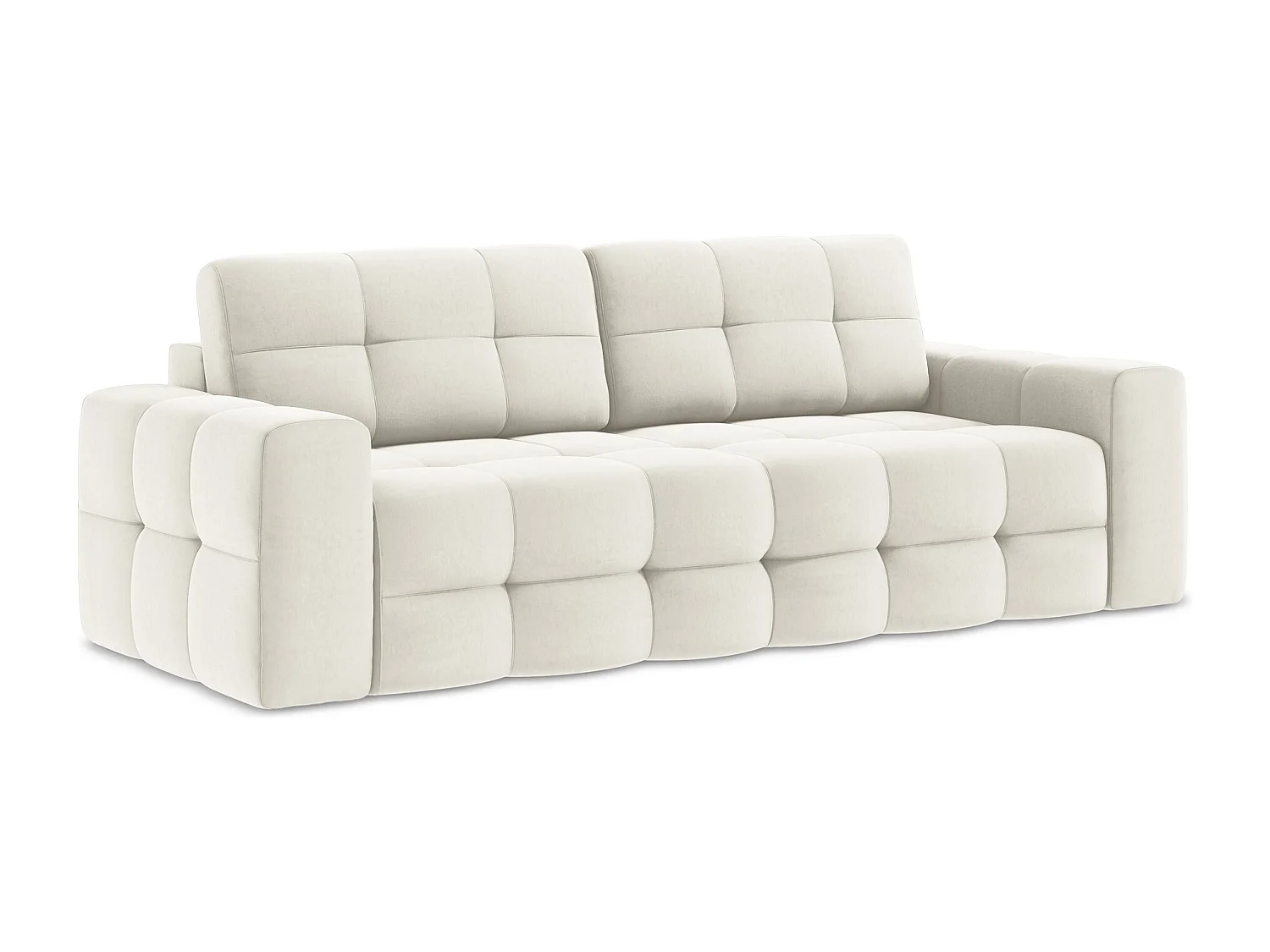 Canapé 3 places convertible en velours - beige clair - MILU