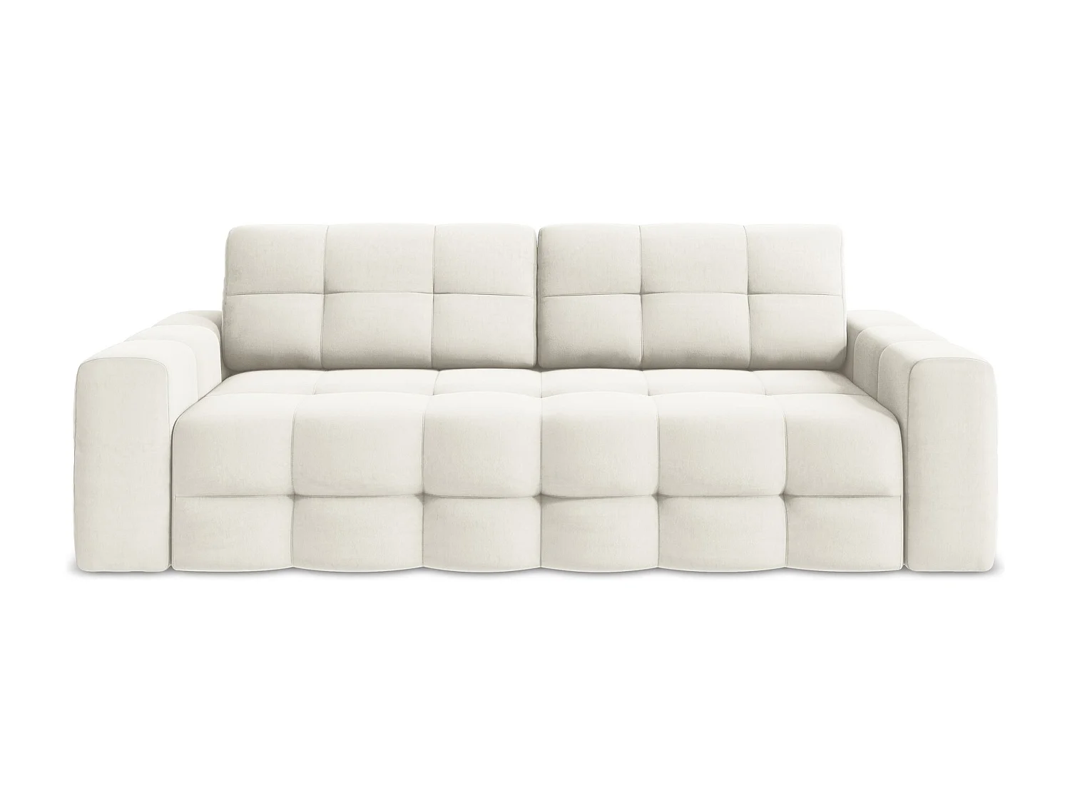 Canapé 3 places convertible en velours - beige clair - MILU