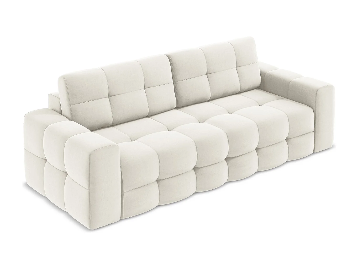 Canapé 3 places convertible en velours - beige clair - MILU