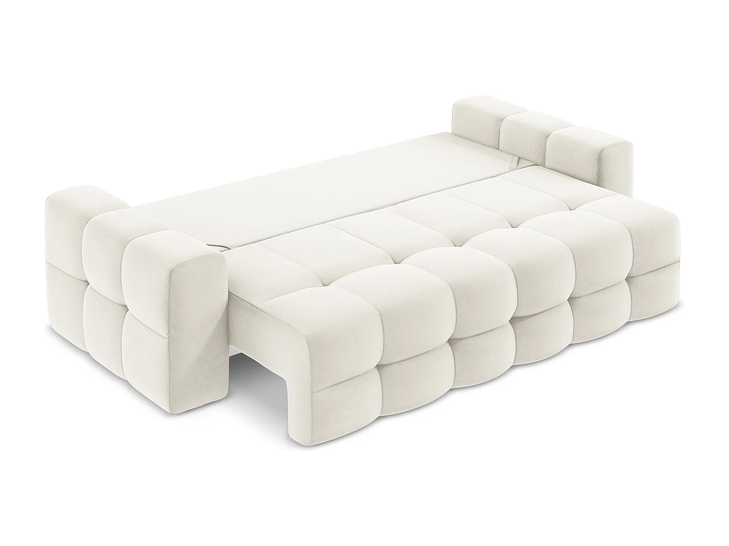 Canapé 3 places convertible en velours - beige clair - MILU