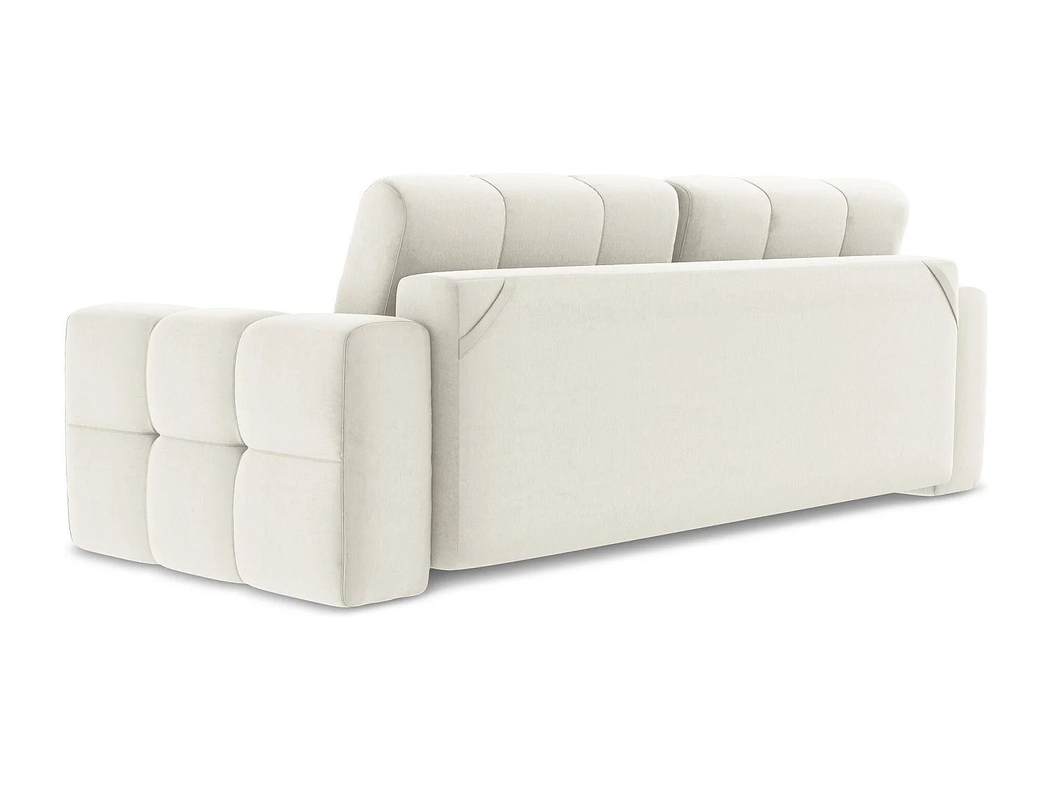 Canapé 3 places convertible en velours - beige clair - MILU