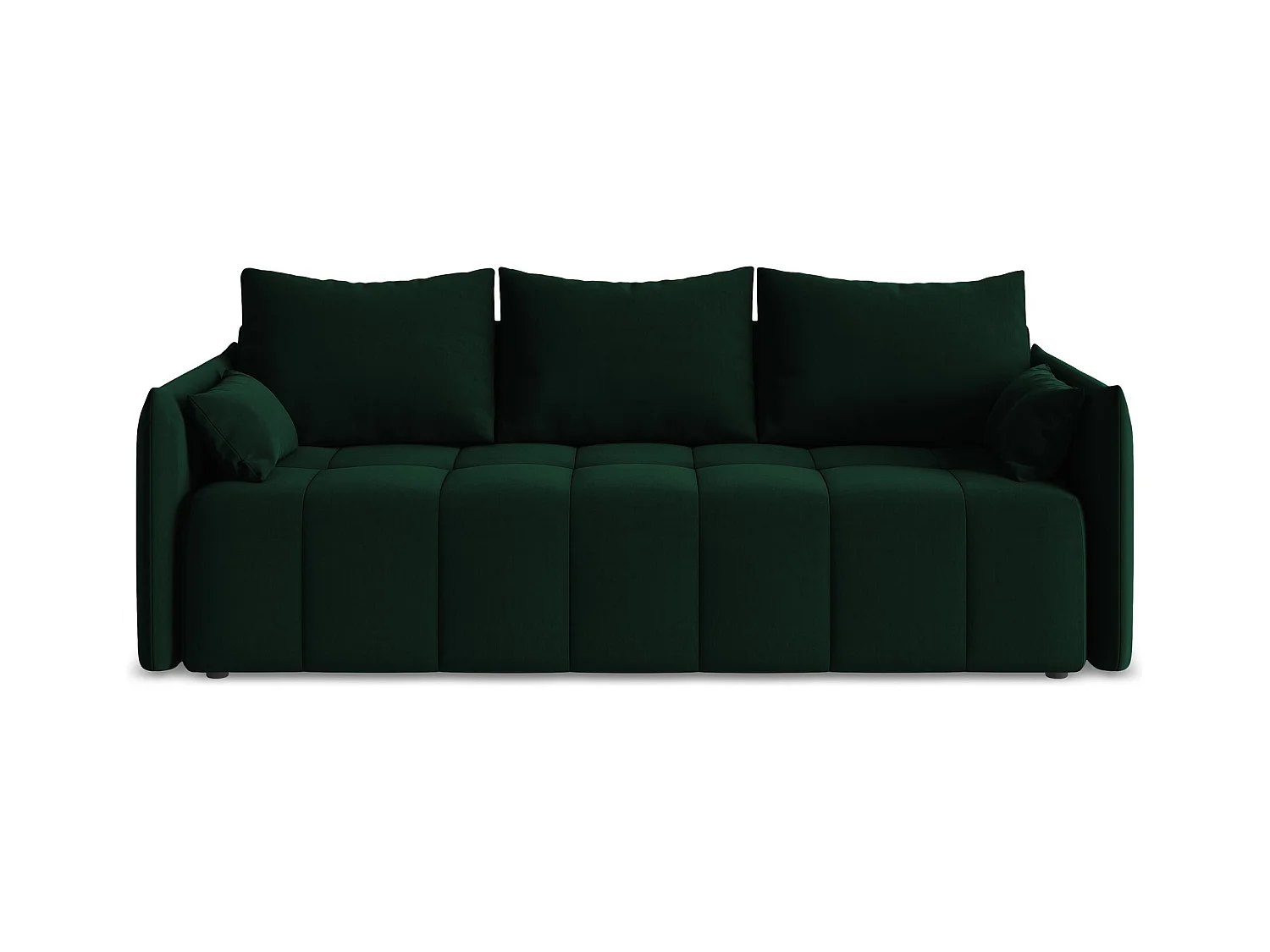 Kanapa 3-osobowa z funkcją spania - z tkaniny welwetowej - butelkowa zieleń - MOKU