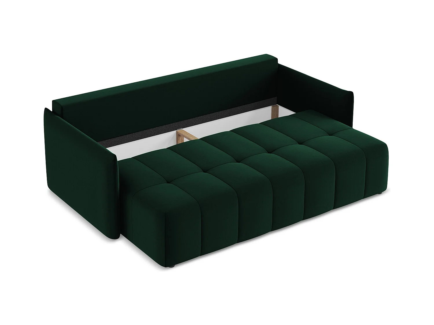 Kanapa 3-osobowa z funkcją spania - z tkaniny welwetowej - butelkowa zieleń - MOKU