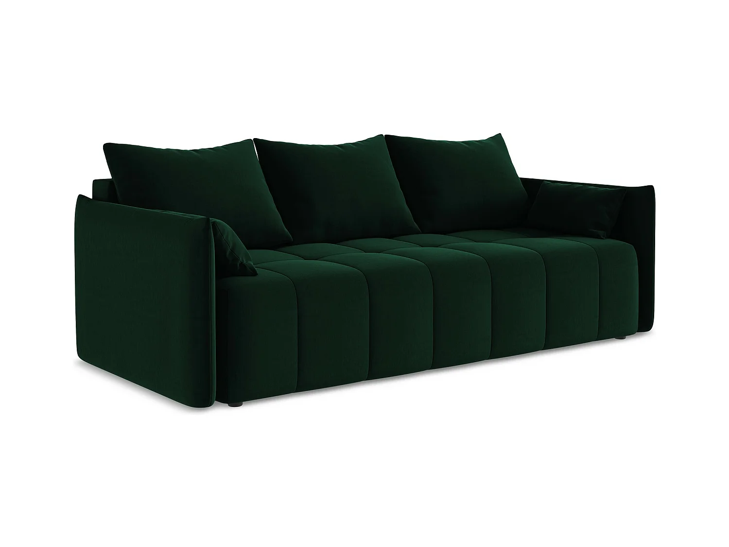 3-Sitzer Sofa mit Schlaffunktion - - Samt - Flaschengrün - MOKU