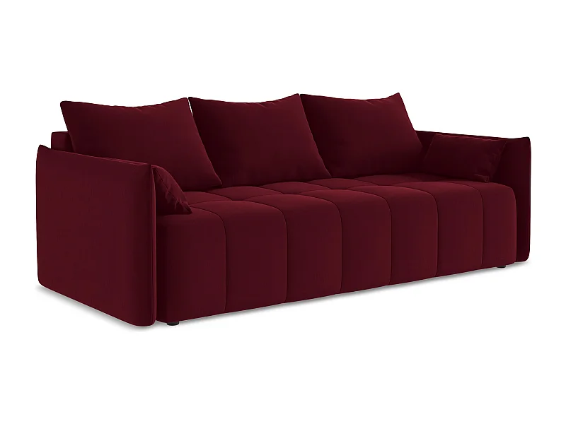 3-Sitzer Sofa mit Schlaffunktion - - Samt - Burgund - MOKU