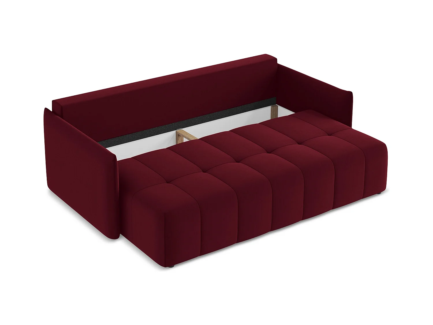 Driezits-slaapbank van bourgondië velours - MOKU