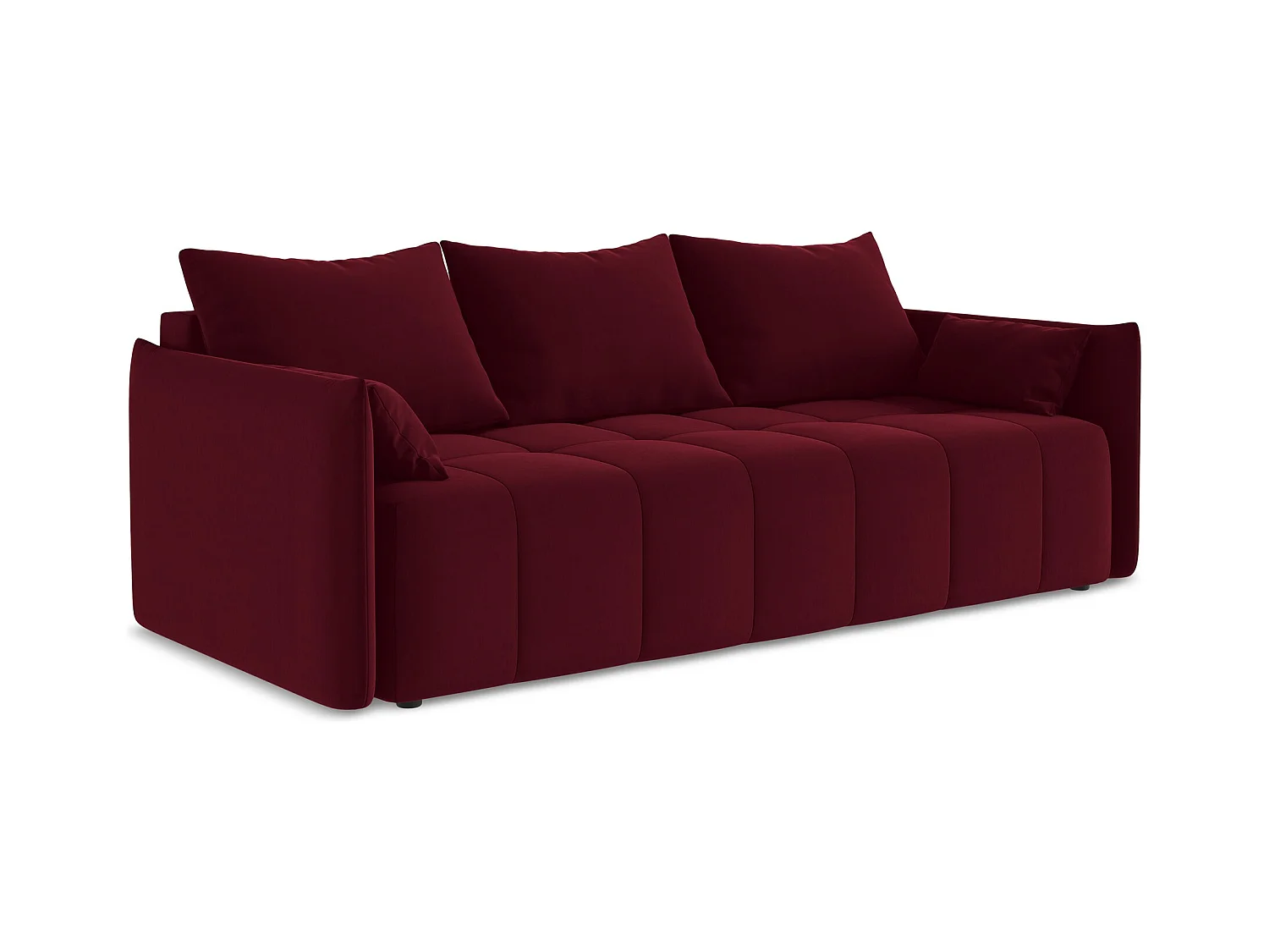 3-Sitzer Sofa mit Schlaffunktion - - Samt - Burgund - MOKU